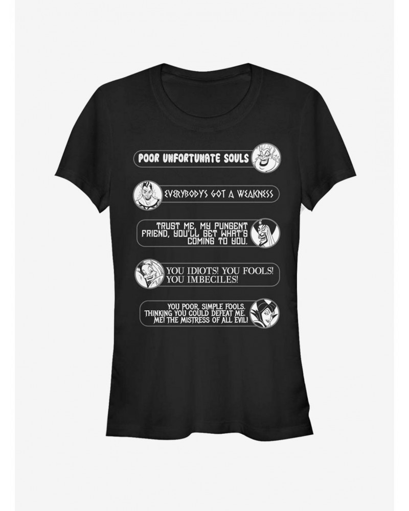 Disney Villains Villain Quotes Girls T-Shirt $11.95 T-Shirts