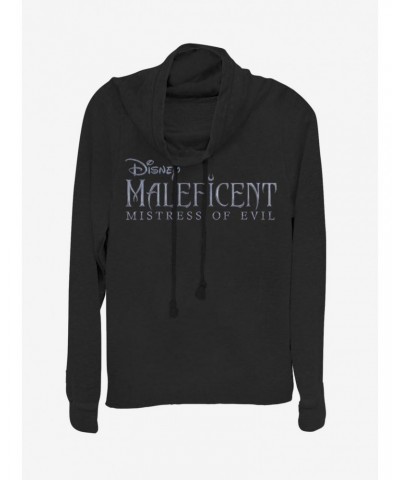 Disney Maleficent: Mistress Of Evil Movie Title Cowl Neck Long-Sleeve Girls Top $19.31 Tops