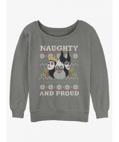 Disney Villains Naughty and Proud Ugly Christmas Girls Slouchy Sweatshirt $15.50 Sweatshirts