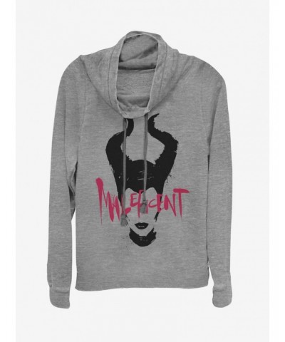 Disney Maleficent: Mistress Of Evil Paint Silhouette Cowl Neck Long-Sleeve Girls Top $20.65 Tops