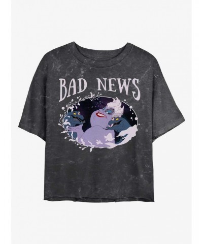 Disney Princesses Ursula Bad News Mineral Wash Crop Girls T-Shirt $8.67 T-Shirts