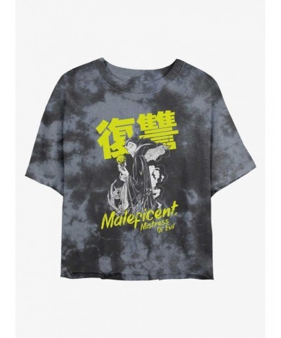 Disney Maleficent Rise of Vengeance Japanese Lettering Tie-Dye Girls Crop T-Shirt $8.96 T-Shirts