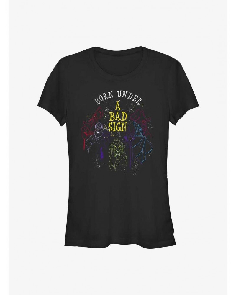 Disney Villains Born Under A Bad Sign Girls T-Shirt $10.21 T-Shirts